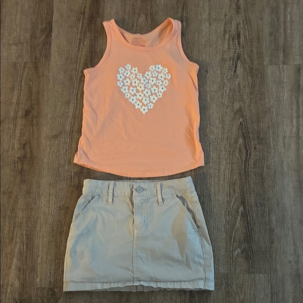 Peach Heart Tank Top for Kids with skirt
